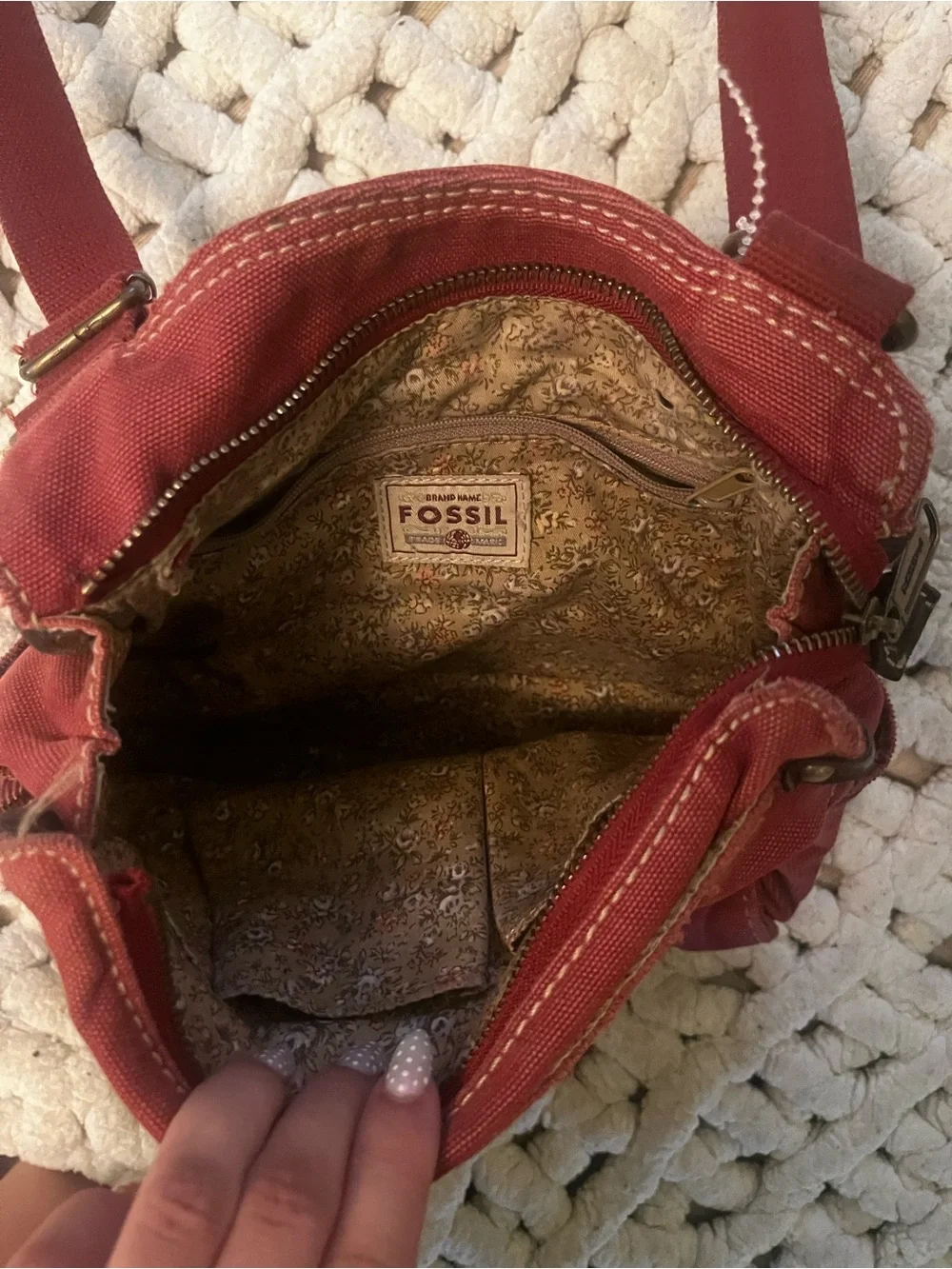 Vintage Fossil Women's Red Crossbody Bag - Compact Everyday Shoulder Bag